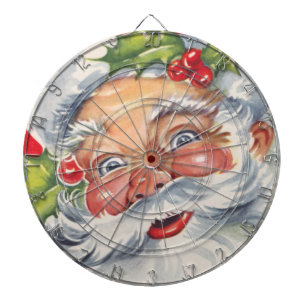 Vintage Christmas, Jolly Santa Claus with His Hat Dartboard