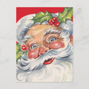 Vintage Christmas, Jolly Santa Claus with His Hat Holiday Postcard