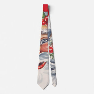 Vintage Christmas, Jolly Santa Claus with His Hat Tie