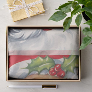 Vintage Christmas, Jolly Santa Claus with His Hat Tissue Paper