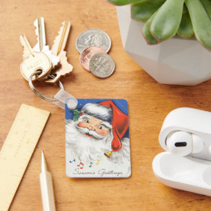 Vintage Christmas, Jolly Santa Claus with Music Keychain