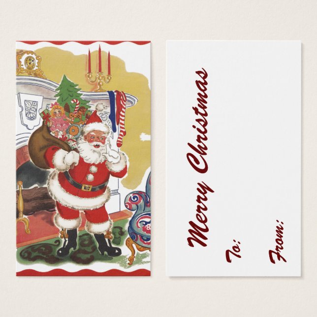 Vintage Christmas, Jolly Santa Claus with Presents (Front & Back)