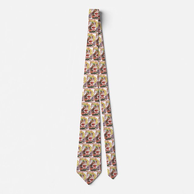 Vintage Christmas, Jolly Santa Claus with Presents Tie (Front)