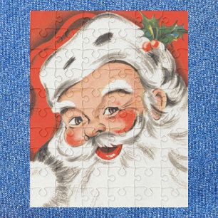 Vintage Christmas, Jolly Santa Claus with Smile Jigsaw Puzzle