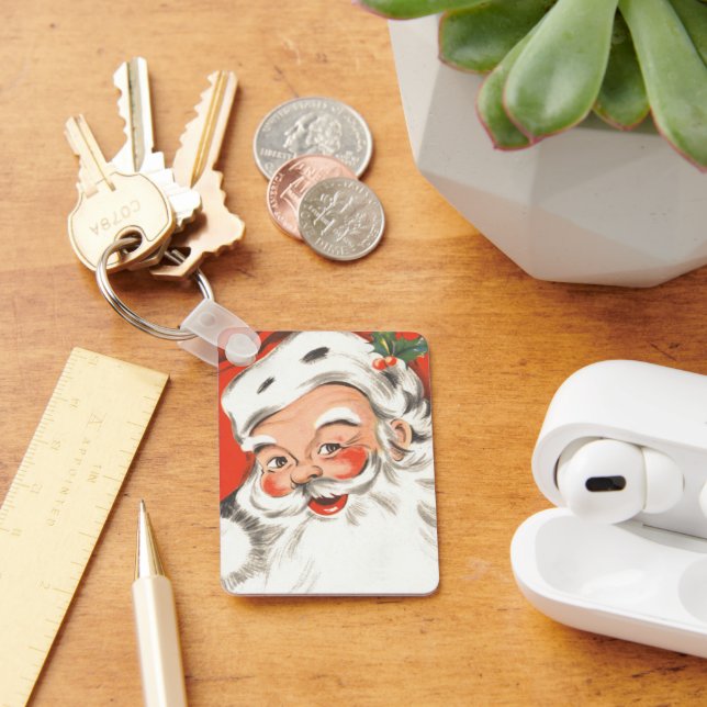 Vintage Christmas, Jolly Santa Claus with Smile Keychain (Desk)
