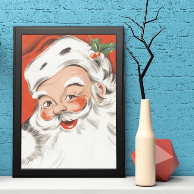 Vintage Christmas, Jolly Santa Claus with Smile Poster (Creator Uploaded)