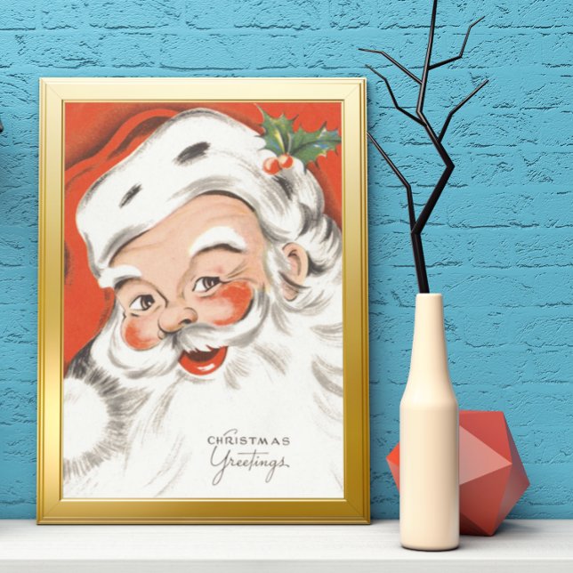 Vintage Christmas, Jolly Santa Claus with Smile Poster (Creator Uploaded)