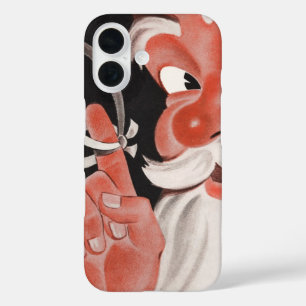 Vintage Christmas, Jolly Santa Claus with String iPhone 16 Case