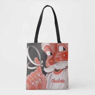 Vintage Christmas, Jolly Santa Claus with String Tote Bag