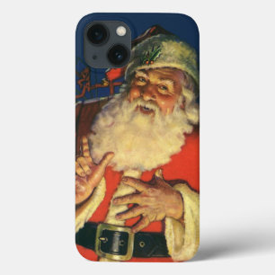 Vintage Christmas, Jolly Santa Claus with Toys iPhone 13 Case
