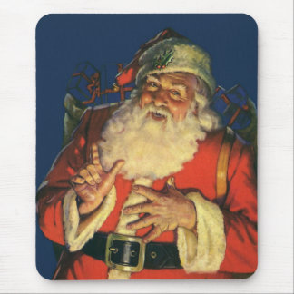 Vintage Christmas, Jolly Santa Claus with Toys Mouse Pad