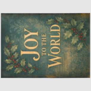 Vintage Christmas Joy to the World with Holly Tissue Paper