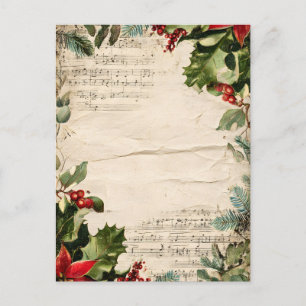Vintage Christmas Junk Journal Paper   Antique Hol Invitation Postcard