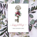 Vintage Christmas Key We've Moved Holiday Moving Postcard<br><div class="desc">Vintage Christmas Key We've Moved Holiday Moving announcement Postcard with Vintage Decorated Christmas Key</div>