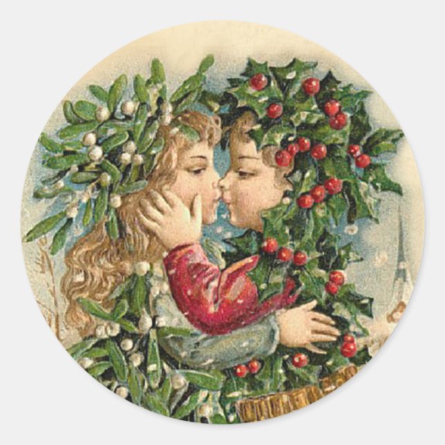 Vintage Christmas Kiss autocollant (Devant)
