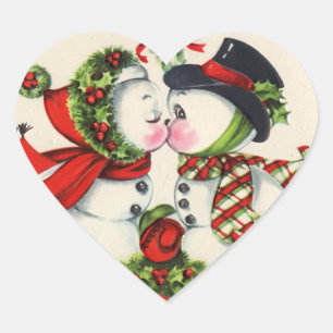 Vintage Christmas Kiss Heart Sticker