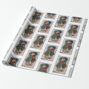 Vintage Christmas Kiss Wrapping Paper