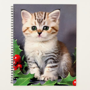 Vintage Christmas Kitten and Holly Planner