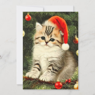 Vintage Christmas Kitten Announcement