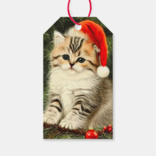 Vintage Christmas Kitten Gift Tags
