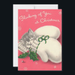 Vintage Christmas Kitten Mittens Holiday Card<br><div class="desc">Cute Vintage Christmas Cat In Mittens Holiday Cards.</div>
