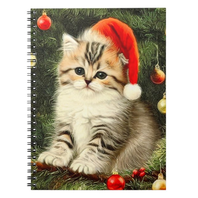Vintage Christmas Kitten Notebook (Front)