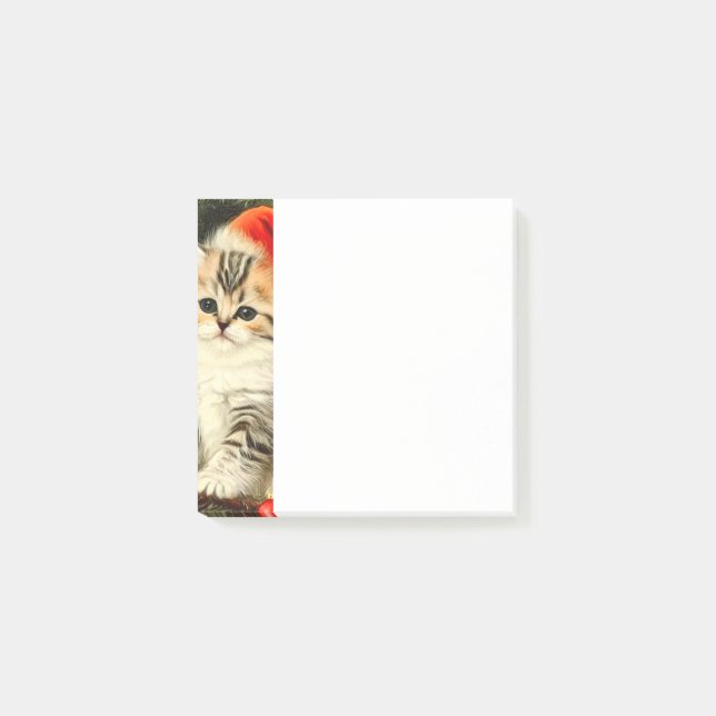 Vintage Christmas Kitten Post-it Notes (Front)