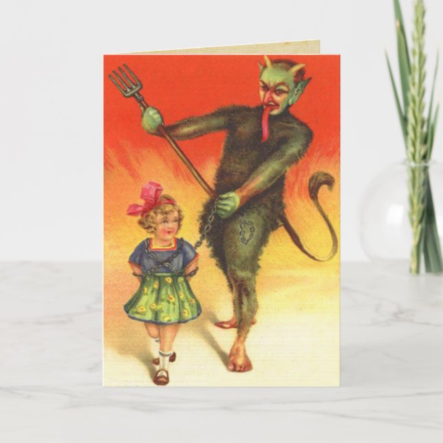 Vintage Christmas Krampus Holiday Card (Front)