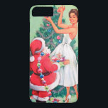 Vintage Christmas lady and Santa phone case plus<br><div class="desc">design by www.etsy.com/VanityFlairDesigns</div>