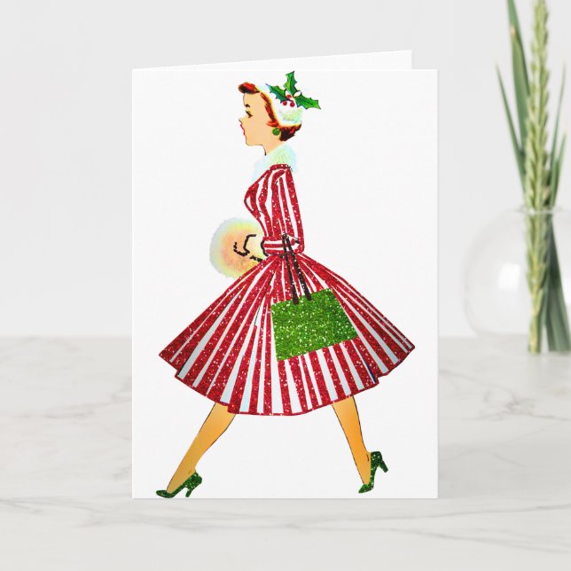 vintage christmas lady holiday card (Front)