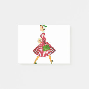 vintage christmas lady post-it notes