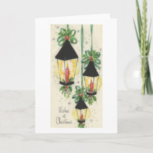 Vintage Christmas Lanterns Holiday Card
