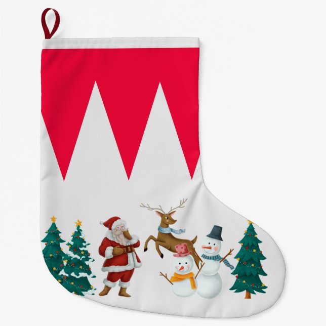 vintage Christmas  Large Christmas Stocking (Front)