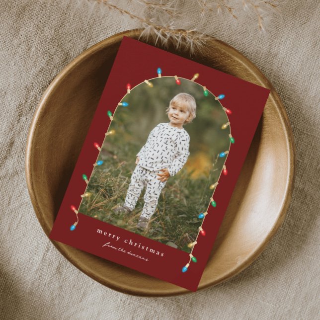 Vintage Christmas Lights Photo Arch Holiday Card (Creator Uploaded)