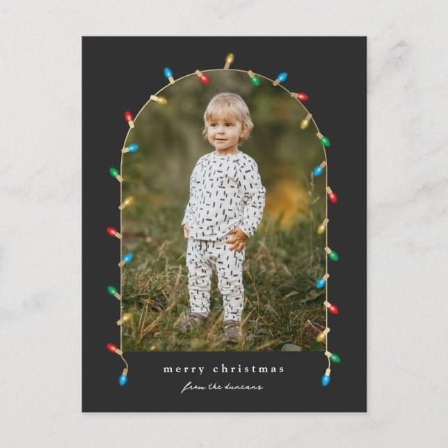 Vintage Christmas Lights Photo Arch Holiday Postcard (Front)