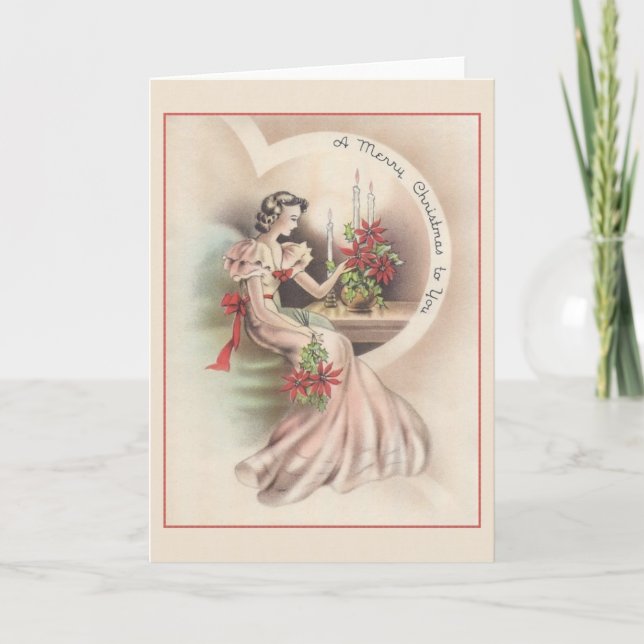 Vintage Christmas Love Greeting Card (Front)