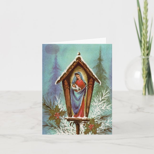 Vintage Christmas Madonna And Child Card (Front)