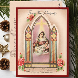 Vintage Christmas Madonna Custom Name Postcard