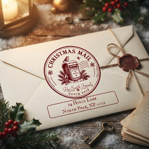 Vintage Christmas Mail Family Return Address Stamp