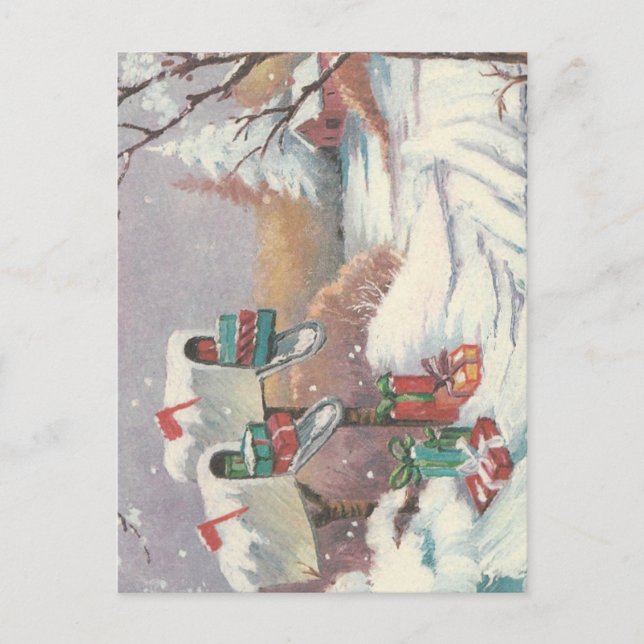 Vintage Christmas Mail Holiday Postcard (Front)