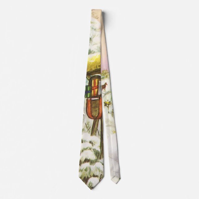 Vintage Christmas, Mailboxes in Winter Landscape  Tie (Front)