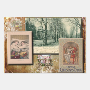 Vintage Christmas Memories Collage Wrapping Paper Sheet