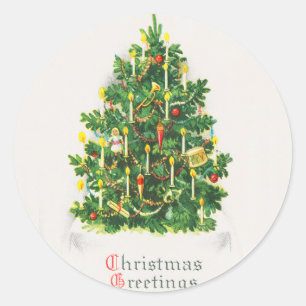 Vintage Christmas Merry Christmas Greetings Classic Round Sticker
