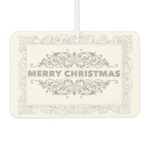Vintage Christmas merry pattern stylish grey white Air Freshener