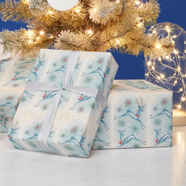 Vintage Christmas  Mid Century Modern Reindeer Wrapping Paper (Holidays)