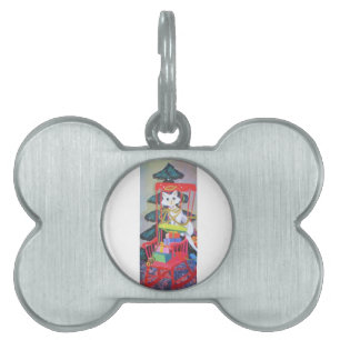 Vintage Christmas Mid Century Pastel Kitten Pet ID Tag