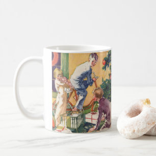Vintage Christmas Morning, Children with Presents Coffee Mug