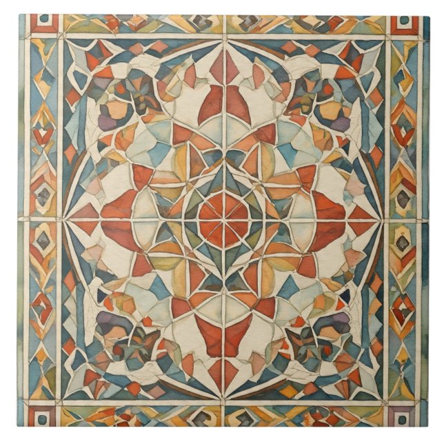 Vintage, Christmas mosaic Pattern,Ceramic Tile (Front)