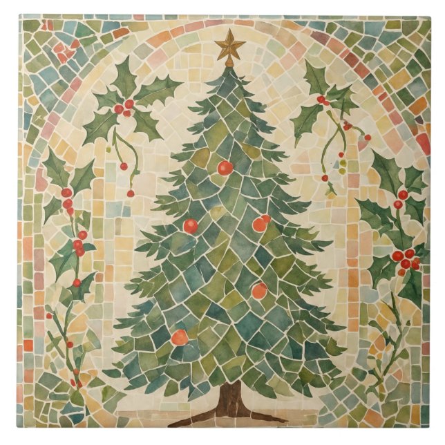 Vintage, Christmas mosaic, Victorian Christmas Mag Tile (Front)