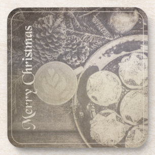 Vintage Christmas Motif with Cookies and Coffee Coaster